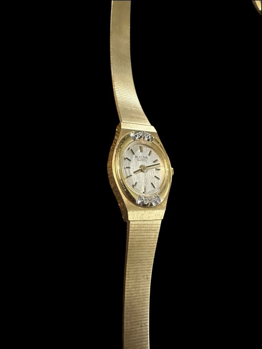 Bulova Quartz Women's Gold Tone Silver Dial Crystal Mesh Watch